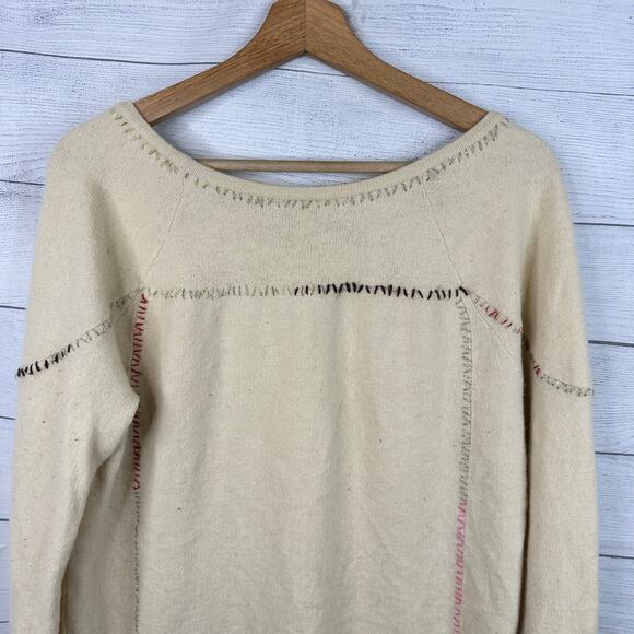 Free People Womens size Large Wool Blend Fair Isle Sweater Boho Bohemian - Picture 5 of 8